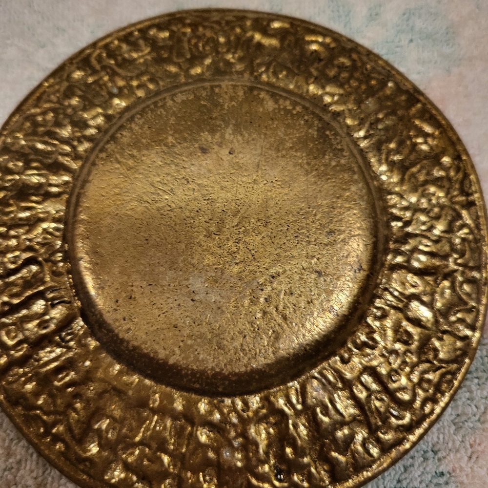 Handmade Turkish 5.5 In. Heavy Ornate Gold Decorative Plate - Picture 10 of 13